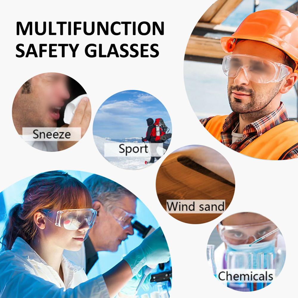 5PCS Safety Glasses Transparent Dust-Proof Glasses Working Glasses Lab Eyewear Splash Protective Anti-wind Glasses Goggles