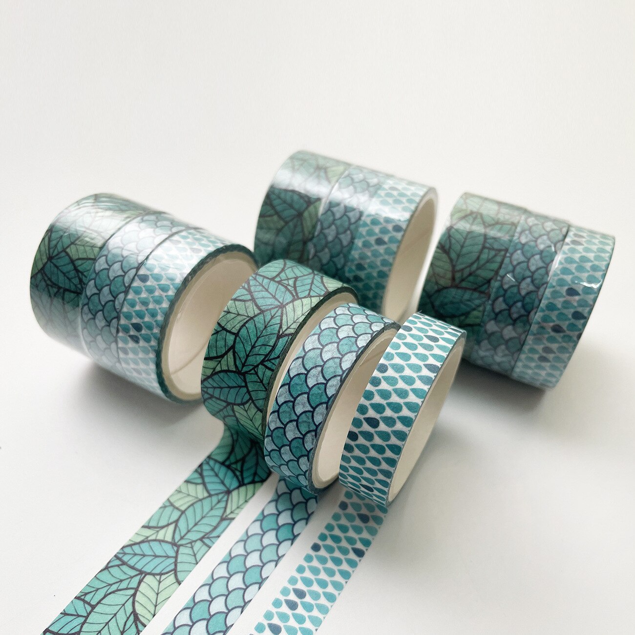 Juego de cintas Washi de 3 piezas, cintas decorativas de Flora geométrica, grabables, Vintage, para manualidades, álbum de recortes, diario, planificador: B