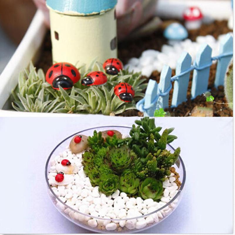 10 stk sød rød træ mariehøne insekt svamp selvklæbende mærkat børn scrapbooking baby legetøj have dekorative indsatser