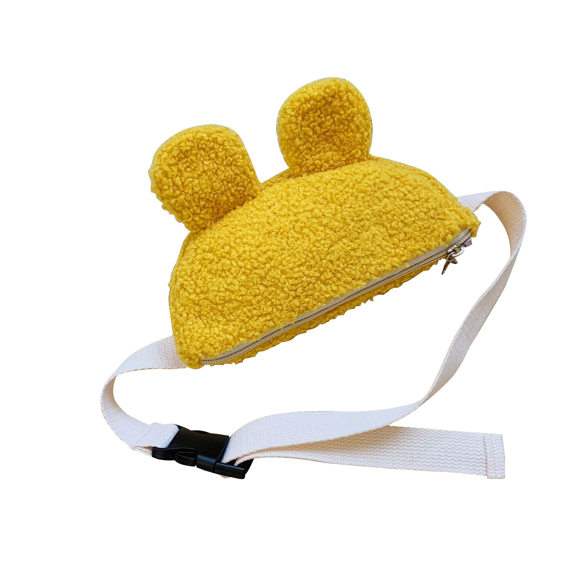 Børns lille taljetaske plys brysttaske til drenge og piger enkel skuldertaske taljepakker snydetasker: Gul