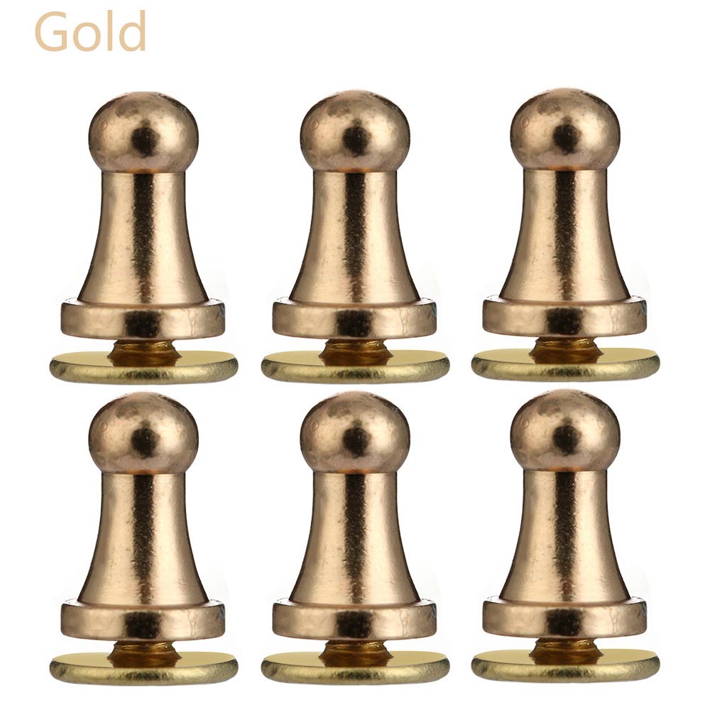 10pcs Monk Head Screws Leather Craft Belt Wallet Solid Brass Nail Rivets Screws Bags Accessories Tacks Clothes: Gold / 7x5mm