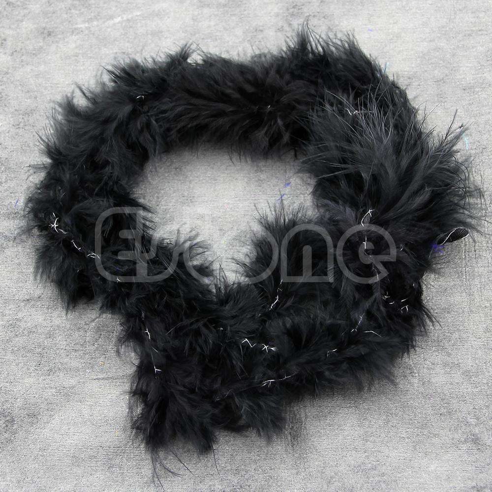 1 PC couleurs différentes 2 mètres Marabou plume Boa pour Burlesque Boas déguisement fête: Black