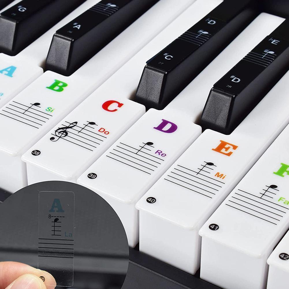 Pegatinas de notas de Piano de 88/61/54/49 teclas de Color, pegatinas de teclado, pegatina de notas de Piano de tecla electrónica