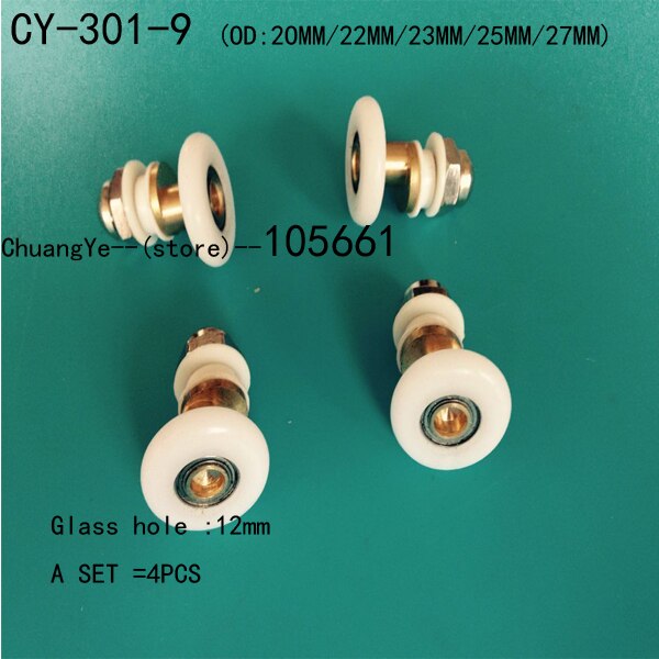 Set of 4 Single SHOWER Door ROLLERS /Runners/Pulleys 23mm Wheels