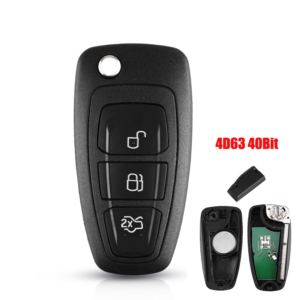 Keyyou 3 knappar 434/433 mhz fsk för ford mondeo focus c-max bil fjärrkontrollnyckel 4 d 63 chip 40/80 bit: 4 d 63 40 bitar
