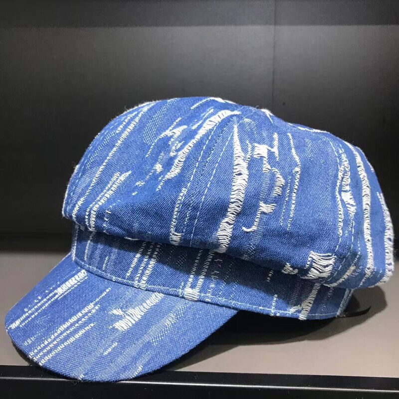 Femmes Denim gavroche casquettes femme automne Vintage peintres chapeau octogonal conduite décontracté Gatsby coton casquette hommes chapeaux