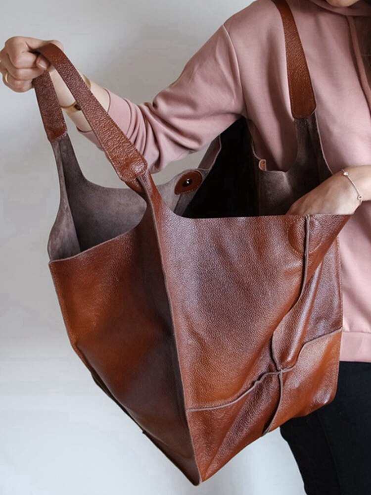 Vintage Schoudertas Vrouwen Trend Luxe Handtas Grote Capaciteit Shopper Bag Vrouwelijke Tote Zachte Pu Lederen Shopper