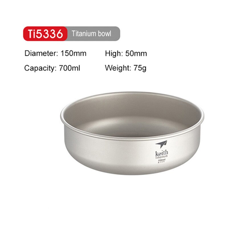 Keith odkryty kemping czystego tytanu miski 300 ml-900 ml miski naczynia zastawa stołowa sztućce Ti5333-Ti5338: 700ml Ti5336