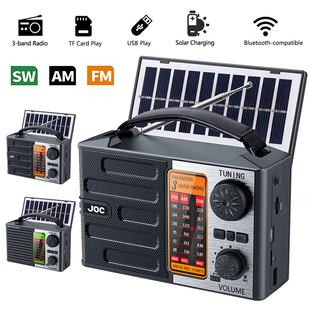 Novo portátil am fm sw rádio banda completa rádio de emergência receptor de rádio de alta sensibilidade com iluminação led alto-falante bluetooth