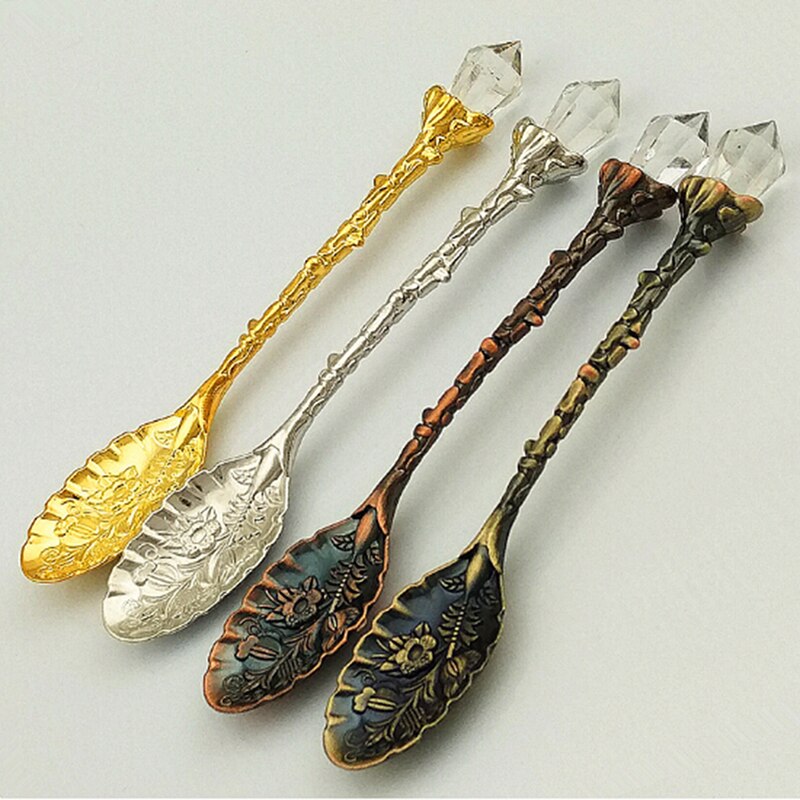 Crystal Head Pattern Spoons Coffee Spoon Sugar Tea Ice Cream Dessert Cutlery Spoon Carved Kitchen Tableware Dinnerware