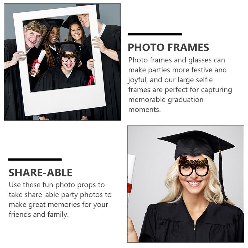 7 Uds. De atrezo para fotografía de , lentes de papel, marco de fotos para graduados,