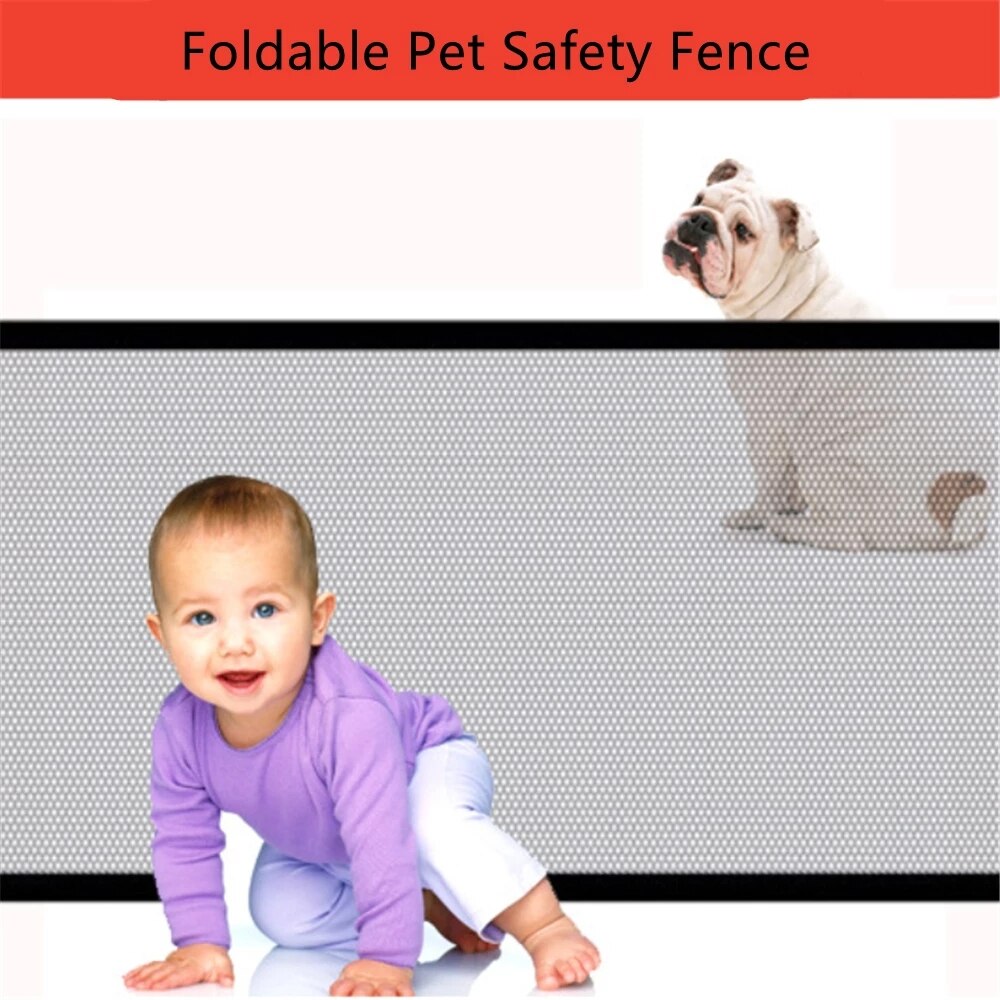Dog Gate Mesh Dog Fence For Indoor Outdoor Safe Pet Dog Gate Pet Supplies Foldable Pet Barrier Fences for Kitchen Staircase Home