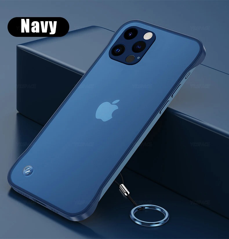 Frameless Matte Case with Camera Len Protection for iPhone 13 Mini 14 15 Pro Max Plus Shockproof Bumper No borders Hard PC Cover: Silicon / Clear