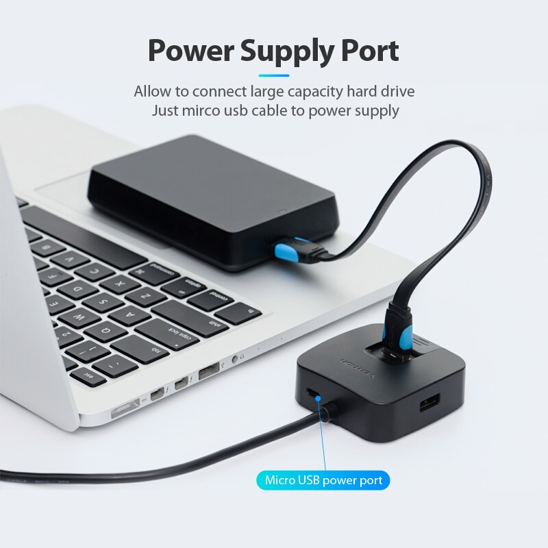 Vention USB HUB 3.0 External 4 Port USB Splitter with Micro USB Power Port for Laptop Computer Hard Drive Accessory USB 2.0 HUB