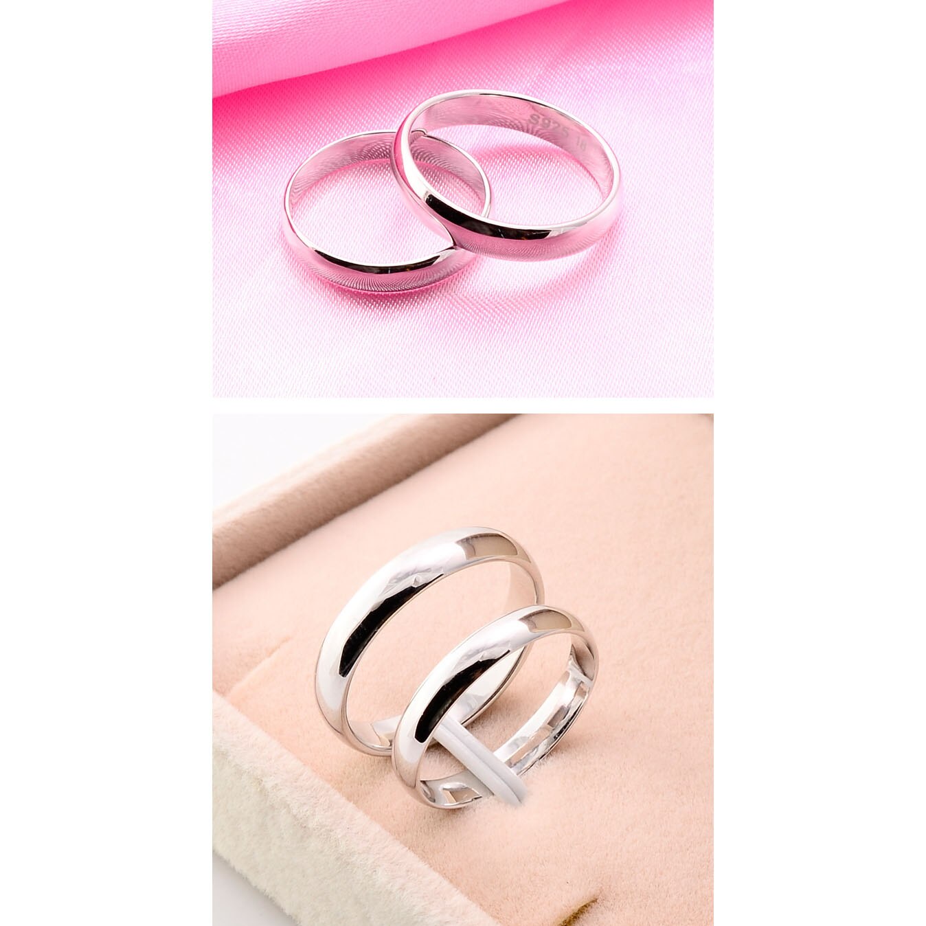 10 pçs misturados simples suave 925 prata esterlina feminino anel de banda de casamento moda acessórios 4mm largura tamanho 7 8 9 10