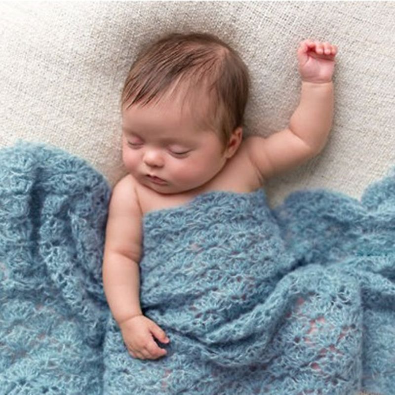 2 stk / sæt baby fotografering rekvisitter tæppe wraps stretch strik wrap foto nyfødt klud tilbehør hovedbeklædning hår tilbehør
