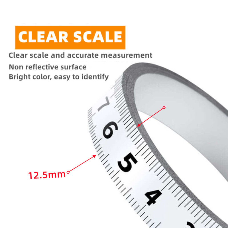 Self-Adhesive Measuring Tape Stainless Steel Workbench Ruler Adhesive Backed Tape Measure Metric Scale Rust-Proof Durable Ruler