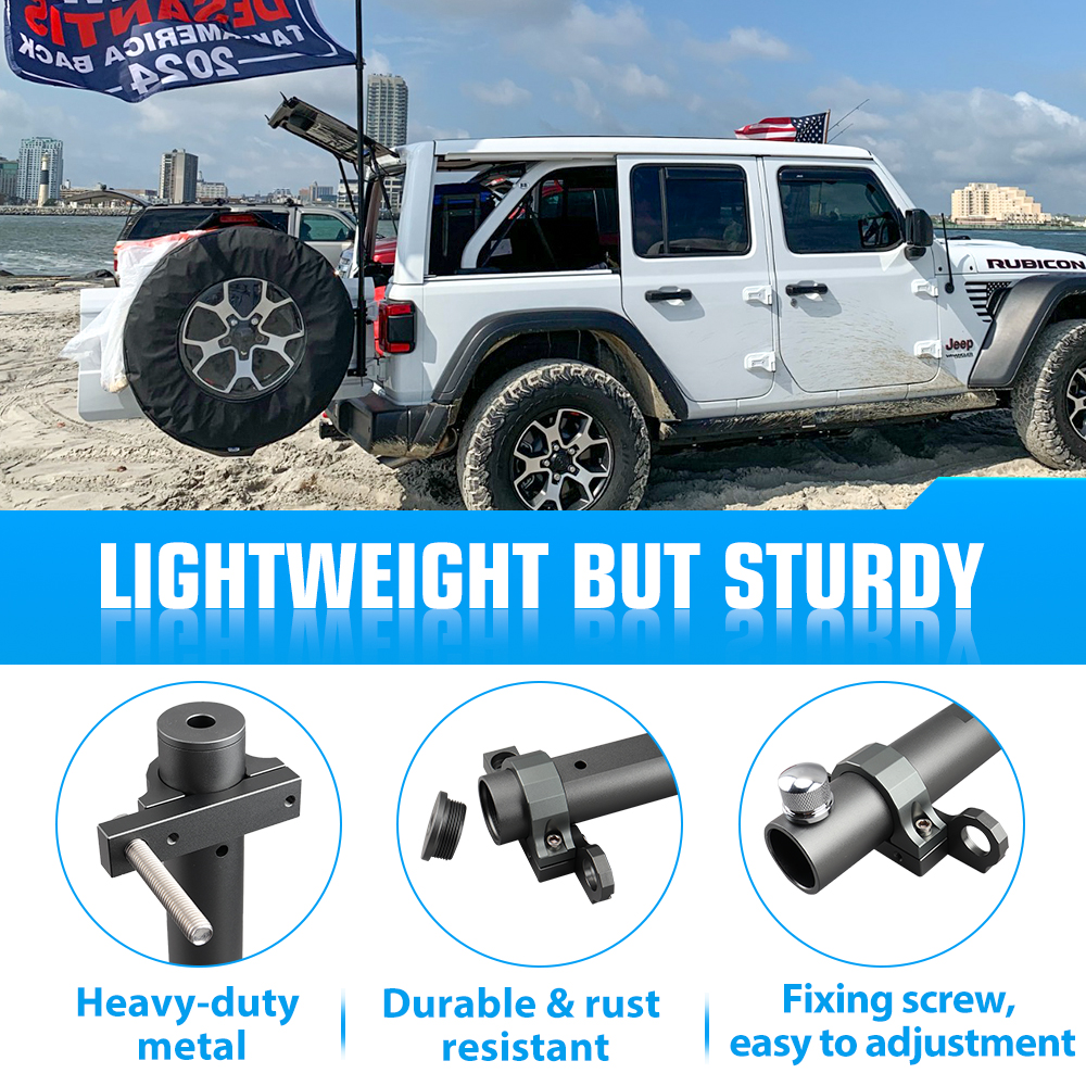 for Jeep Wrangler Accessories Tailgate Hinge Flag Pole Antenna Mounting Bracket Flagpole Holder for Jeep Wrangler JL JK