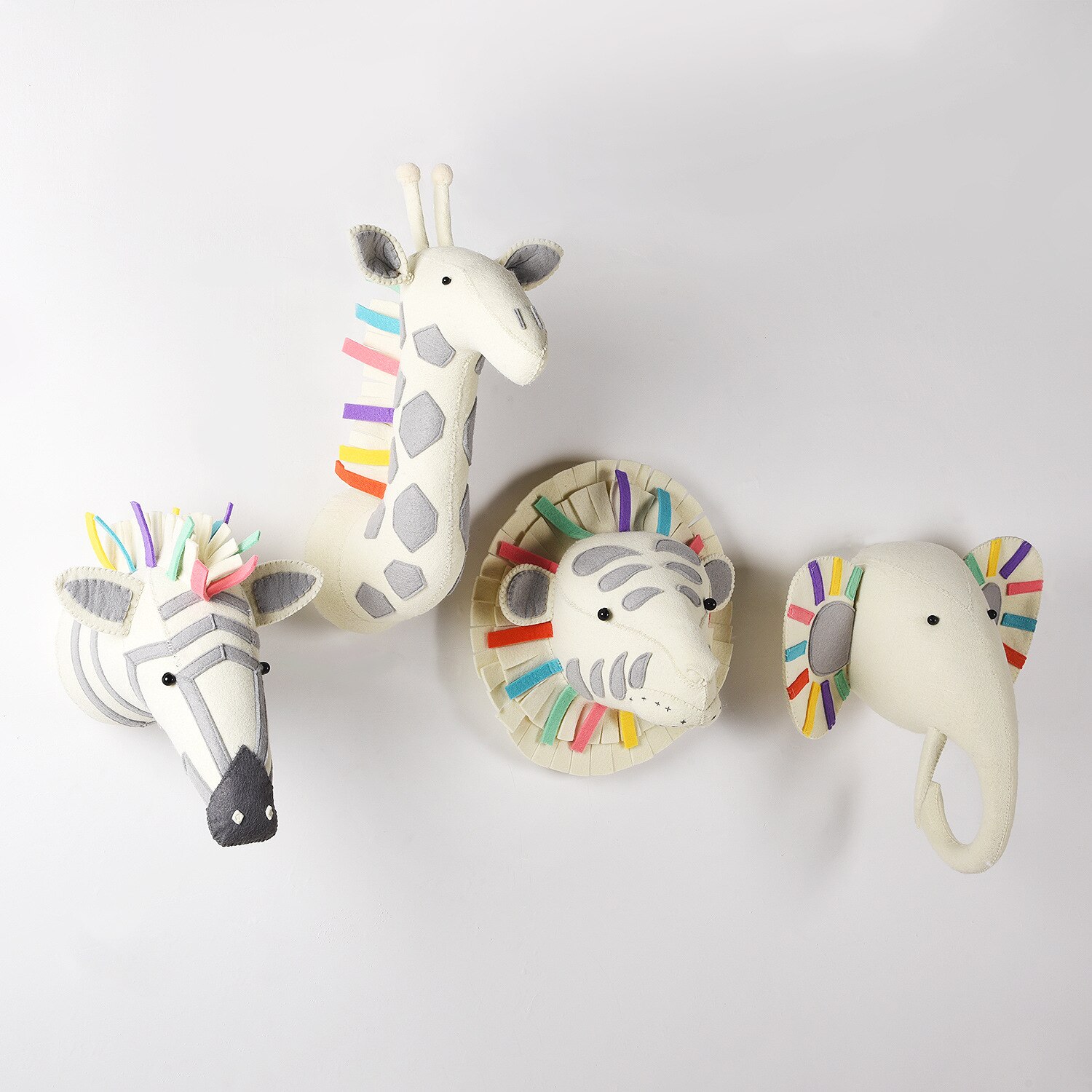 Ins Nordic Dieren Hoofd Wanddecoratie Handgemaakte Vilt Dierenkoppen Muur Opknoping Pluche Speelgoed Baby Boy Kinderkamer Meisje Kamer decor
