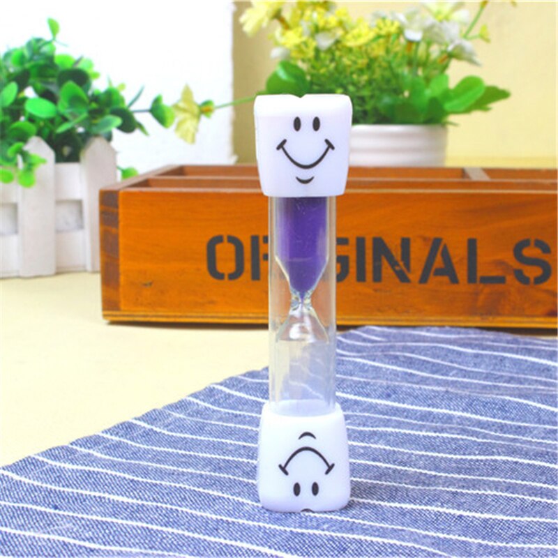 Children Kids Sandglass Toys Tooth Brushing Timer 3 Minutes Smiling Face Sandglass Hourglass Timer Toy Chronograph reminder toys: purple