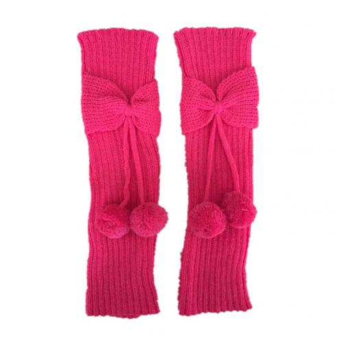 Calentadores de piernas de punto con pompón y lazo para niños y niñas, , calcetines, puños: Rose Red