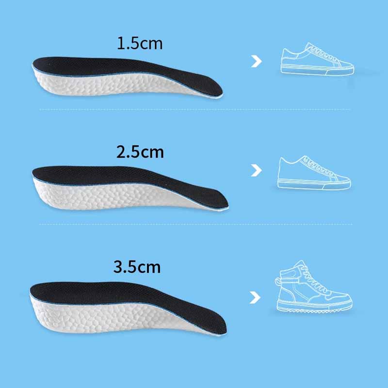 1 paio di solette per scarpe mezza soletta traspirante aumentare l'inserto del tallone scarpe sportive cuscino imbottito Unisex 1.5-3.5cm altezza aumentare solette