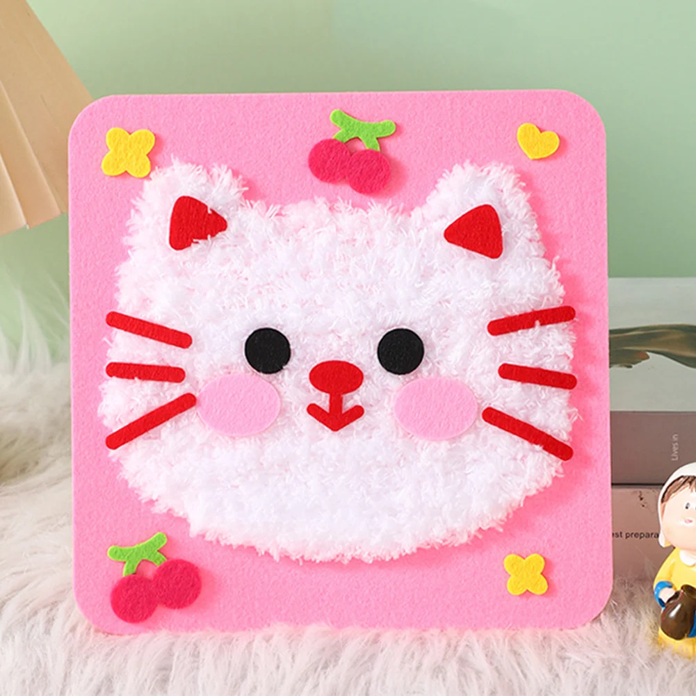 Handmade Wool Embroidery Children's Handmade Plush Sewing Board DIY Sewing Plush Animals Educational Craft Kit: light yellow