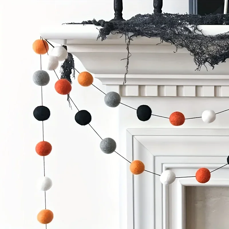 Bolas de lana de 2M, decoraciones de dormitorio hechas a mano, decoración de pared de Halloween, adorno para fiestas de Navidad, colgante, guirnalda de pompones