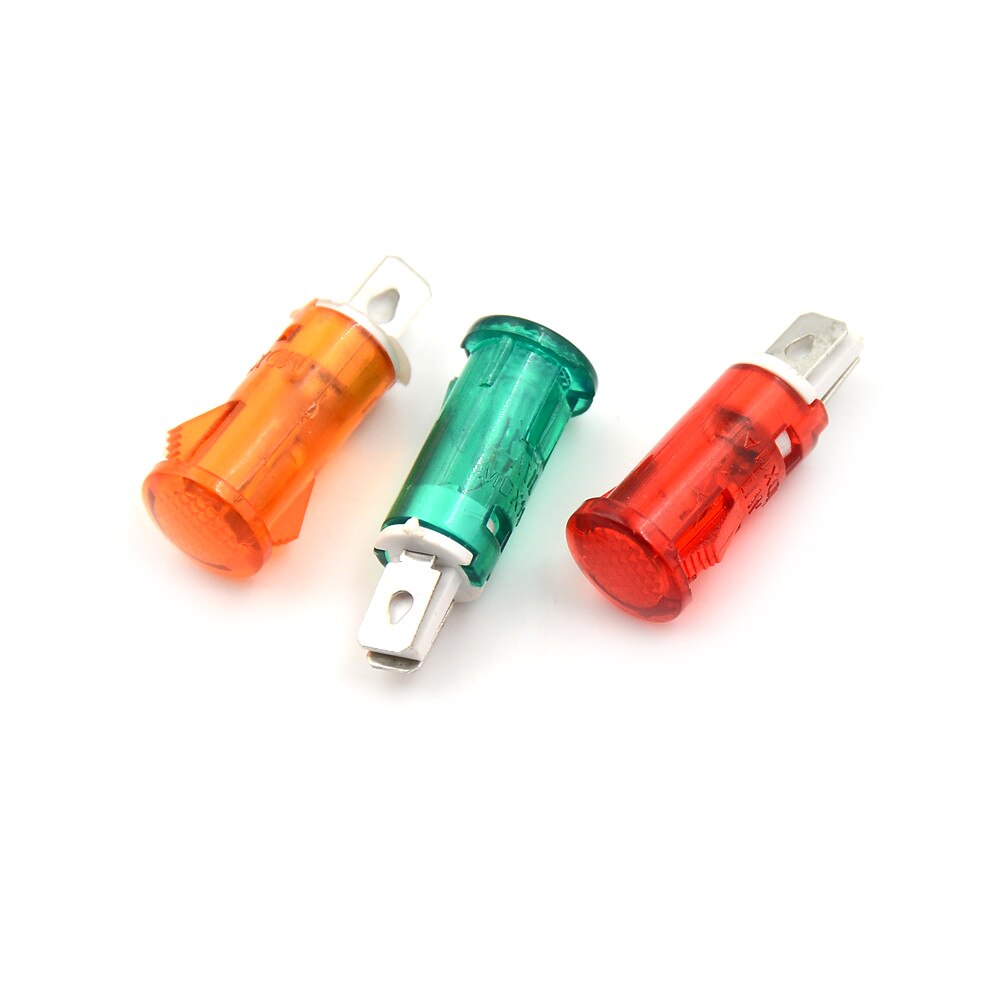 10 stk signalindikatorlampe panelmontering neonrød grønt gule lys 220v 110v 12v/24 vdc 10mm mdx -11a pilotstyring