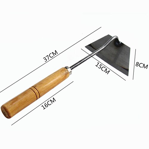 Agricultural Tools Garden Household Weeding Hoe Manganese Steel Outdoor Wooden Handle Digging Hand Tools Planting Utensils: 37x15CM