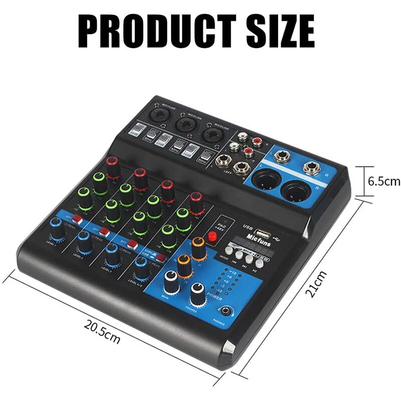 Dj Mixer Console 5-Kanaals Usb Record Pc Afspelen 48V Phantom Power Processor Aux Paths Plus Effecten Usb dj Mixer Voor Live Party