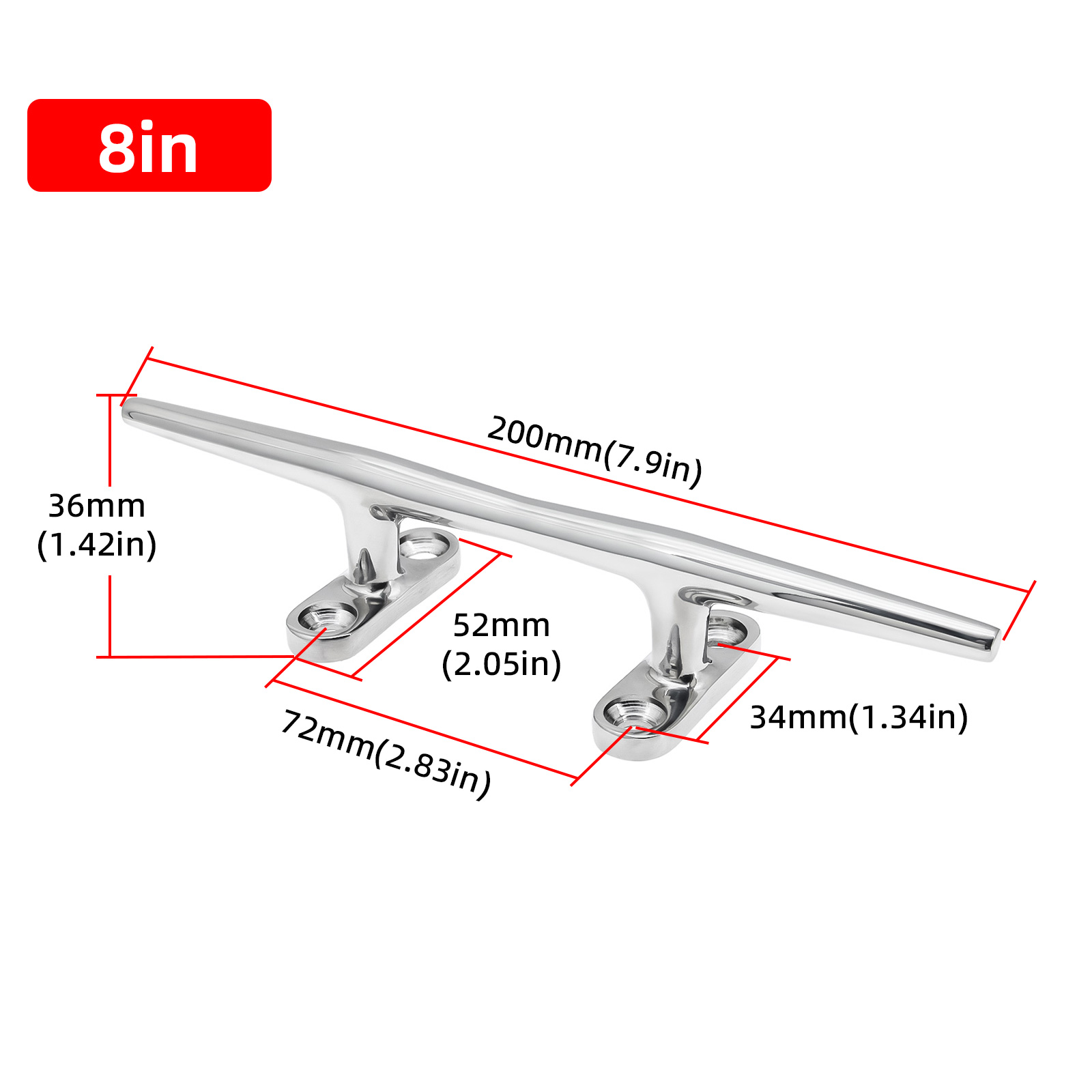 4/5/6 // 8/10/12 Inch Ligplaats Schoenplaten 316 Roestvrijstalen Boot Klampen Lage Platte Klamp Zware Boot Holle Basis Schoenplaatjes Voor Boot: WIT