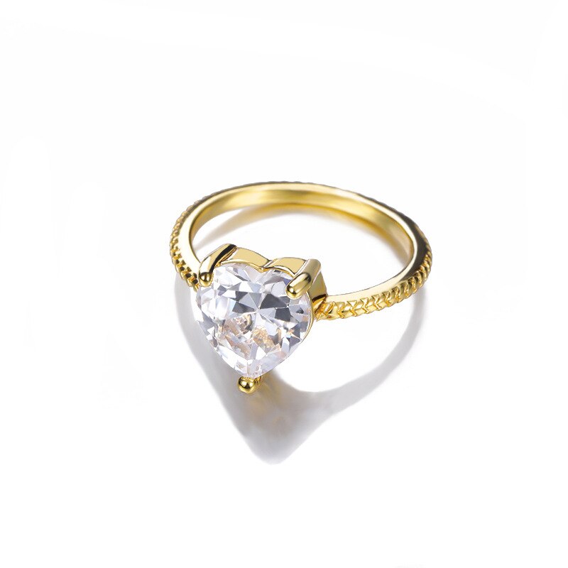 Romantische frauen Herz Ringe Luxus Herz-förmigen Zirkonia Vorschlag Engagement Ring Für Freundin ErkläSprosse Schmuck Neue: 01