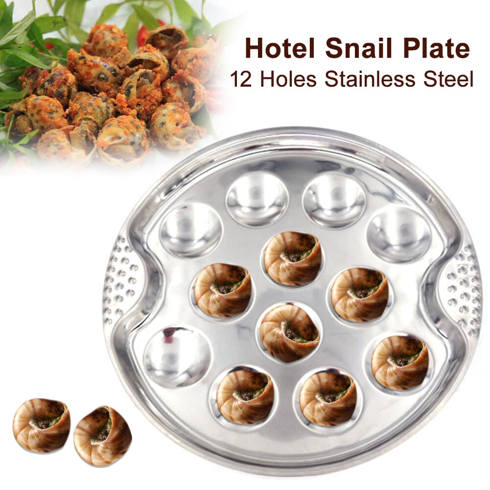 Fad champignon escargot bordservice 12 huller let ren snegleplade server let hotel middagsrestaurant rustfrit stål