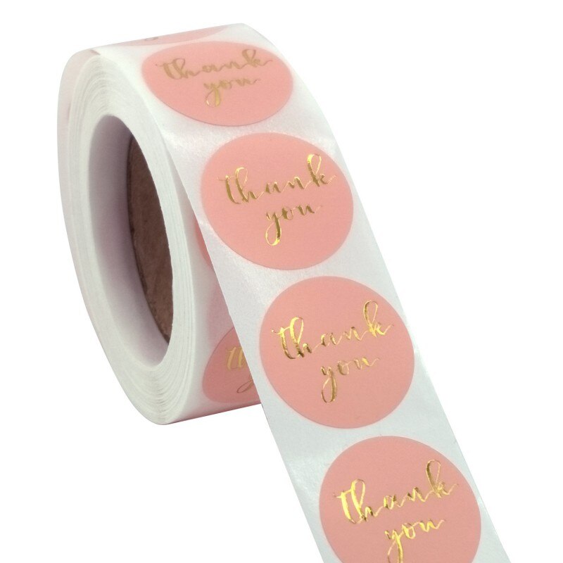 V Roze Papier Label Stickers Goud Dank U Sticker Scrapbooking Handgemaakte Business Verpakking Seal Labels Briefpapier Sticker