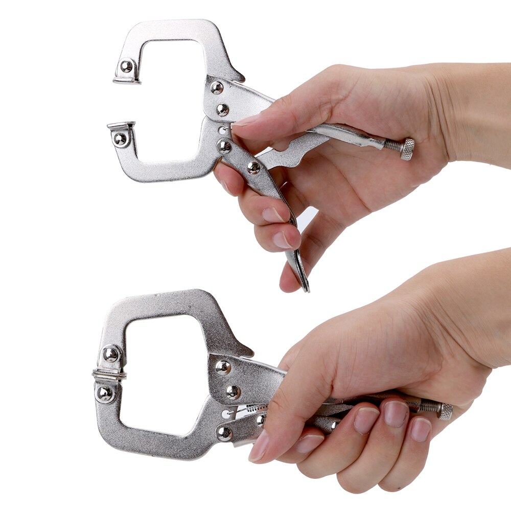 Pincer Tong Tenon Locator Fix Plier Grip Vise Lock Jaw Swivel Hand Tool Alloy Steel Pad Wood Work C Clamp weld Clip Woodwork