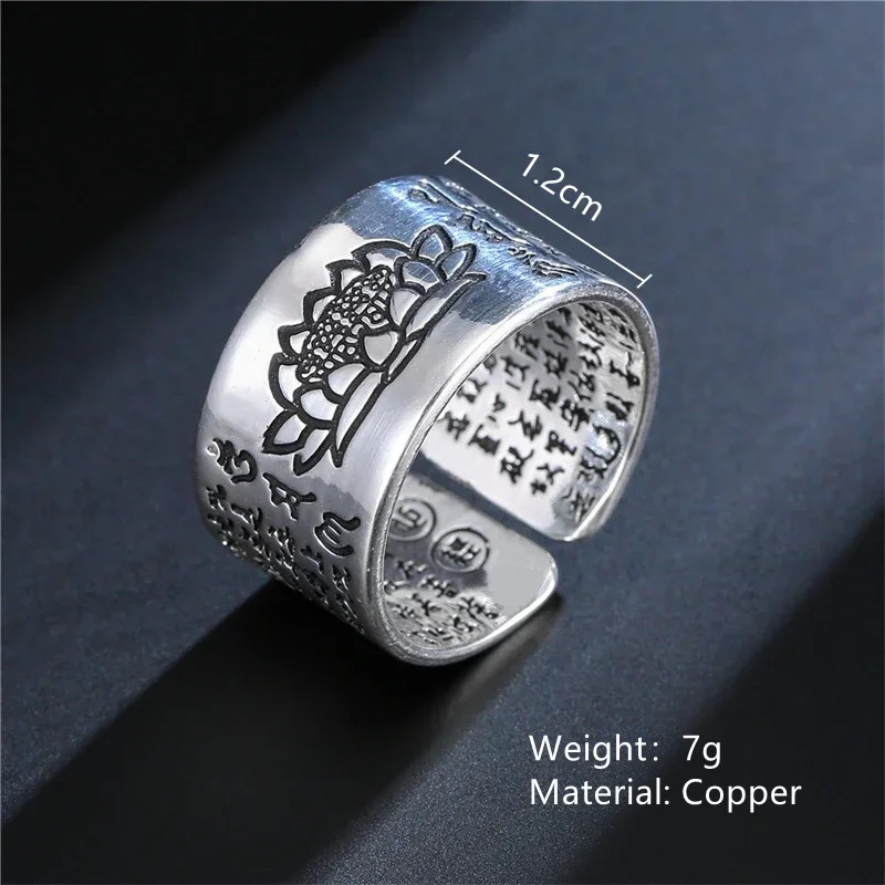Bague bouddhiste en argent pour femme, prière tibétaine, cuivre, OM Mantra, 7 juifs, porte-bonheur
