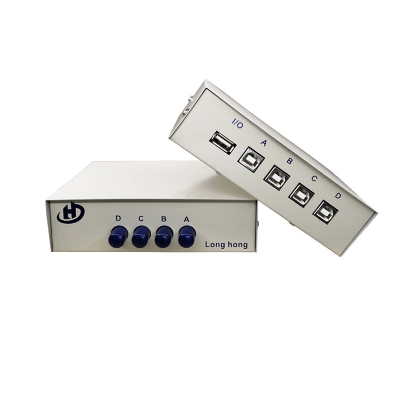 4 Ports USB Switch Manual Sharing Device Dual Computer Sharing 1 Printer Four In One Out USB2.0 Printer Splitter