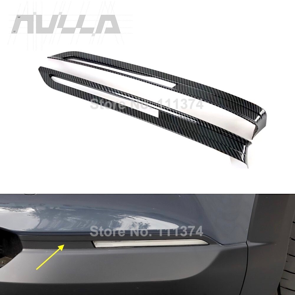Carbon For Mazda CX30 CX-30 Car Exterior Front Rear Fog Light Lamp Decoration Frame Cover Sticker Trim Accessories: Front-Carbon Look