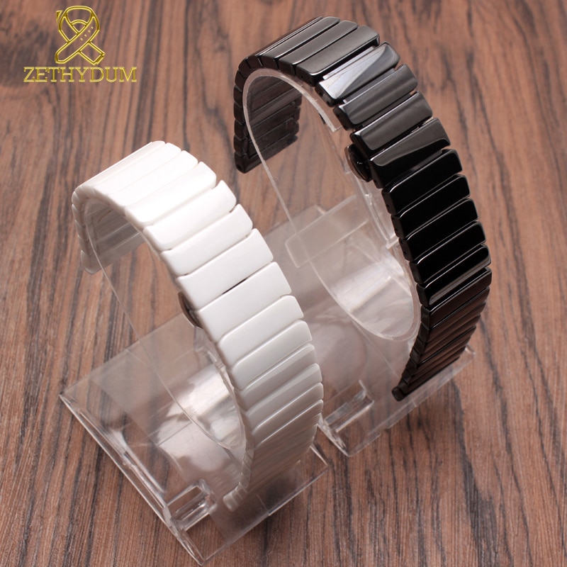 Ceramic watch strap 16mm bracelet watchband 20mm 22mm quick release bar wristwatches band 18mm white black watch belt not fade