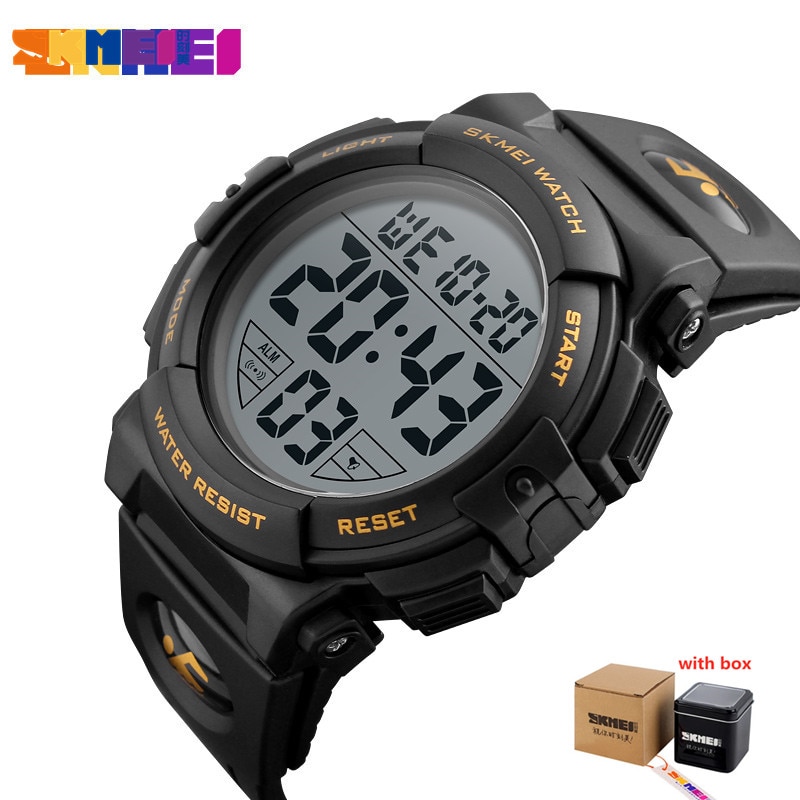 SKMEI Chrono Men Watch Top Luxury Brand Sport Watch Electronic Digital Male Wrist Clock Man 50M Waterproof Men's Watches 1258: gold with box