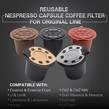 3pcs Nespresso Stainless Coffee Capsules Cup Refillable Coffee Capsule Refilling Filter Coffeeware Compatible with Nespresso Ma