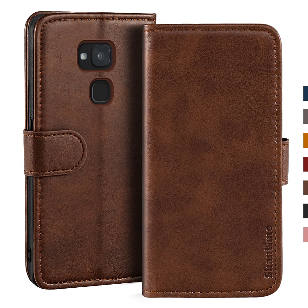 Funda magnética de cuero para BQ Aquaris V, funda de teléfono BQ Aquaris V, con soporte: For BQ Aquaris V / Dark brown