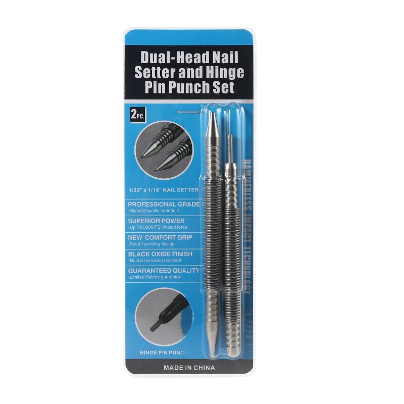 2 Pcs Dual Head Nail Setter Kit Mark Hard Metal Surfaces for Home and Use Door Hinge Pin Punch Tool