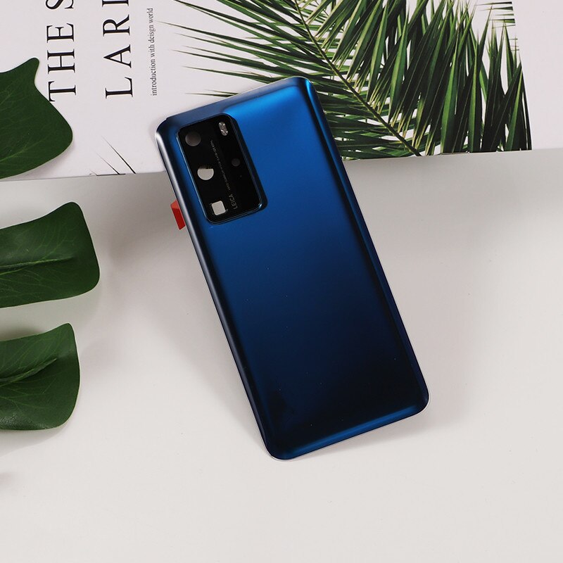 P40Pro Battery Cover For Huawei P40 Pro Original Housing Glass Repair Back Door Phone Rear Case + Logo Camera Lens Sticker: Blue