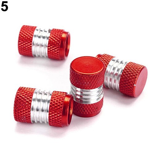 6 Kleur 4 Stuks Aluminium Auto Truck Ronde Wiel Tire Kraandopverbindingen Dust Cover Zwart/Rood/geel/Groen/Blauw/Paars: Rood