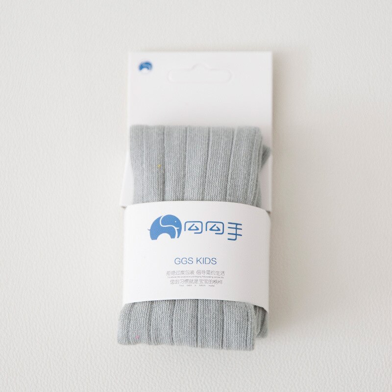 Collants à rayures larges en coton pour filles, en tricot pour enfants, serré, couleur Pure, hiver: Gris / L