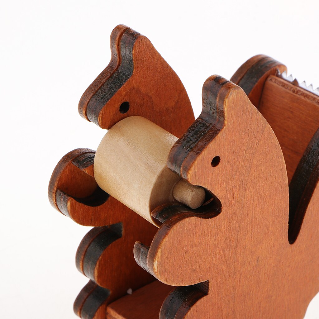 Træ egern tape dispenser scrapbog / album malertapeskærer kontorklæbende tape holder miljøvenlig