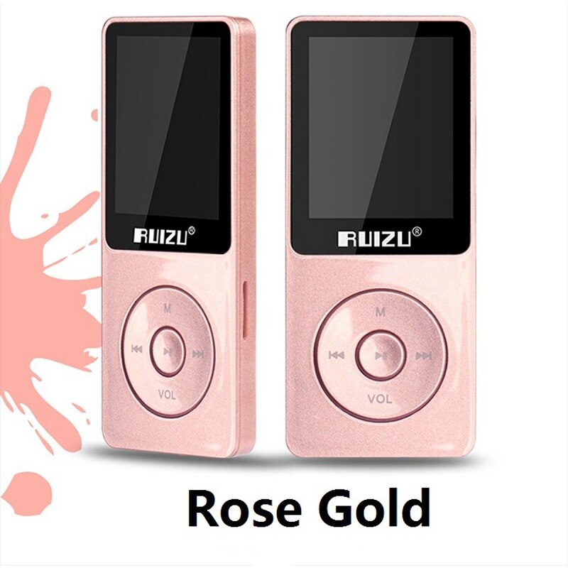 Mp3 speler RUIZU X02 MP3 muziekspeler sleutel mp3 Micro SD card 64GB wedstrijd PLAYFX AVI WMA JPG BMP TXT WAV tft-scherm 20 talen: Rood