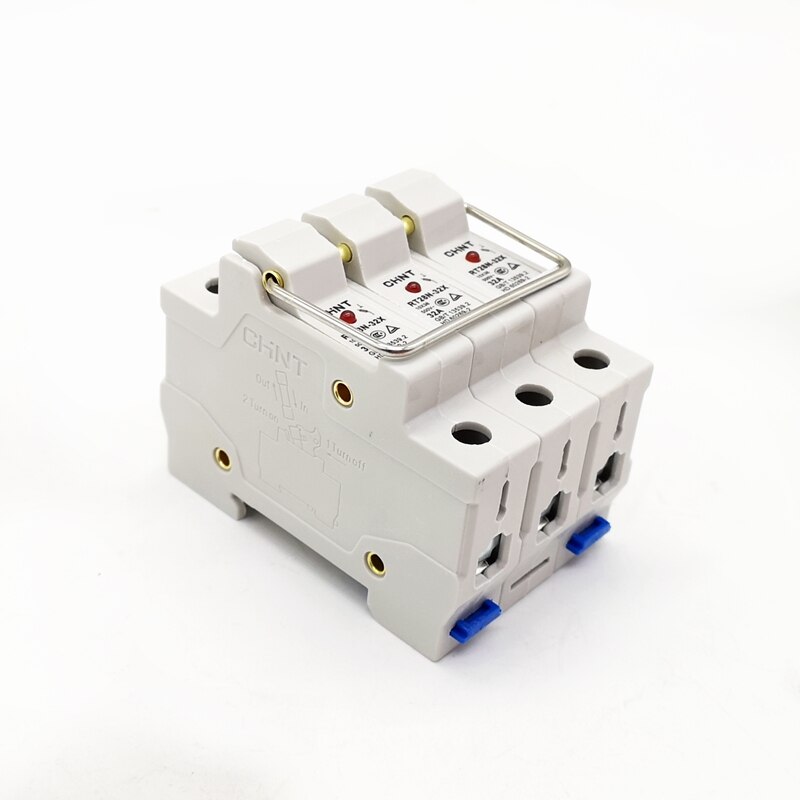 CHINT RT28N-32X 3 Pole DIN Rail Mount Fuse Holder Base with Indicator Light 3P for 10x38mm Fuse